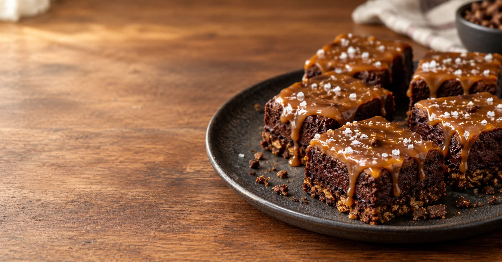 salted caramel brownies with chocolate granola crust